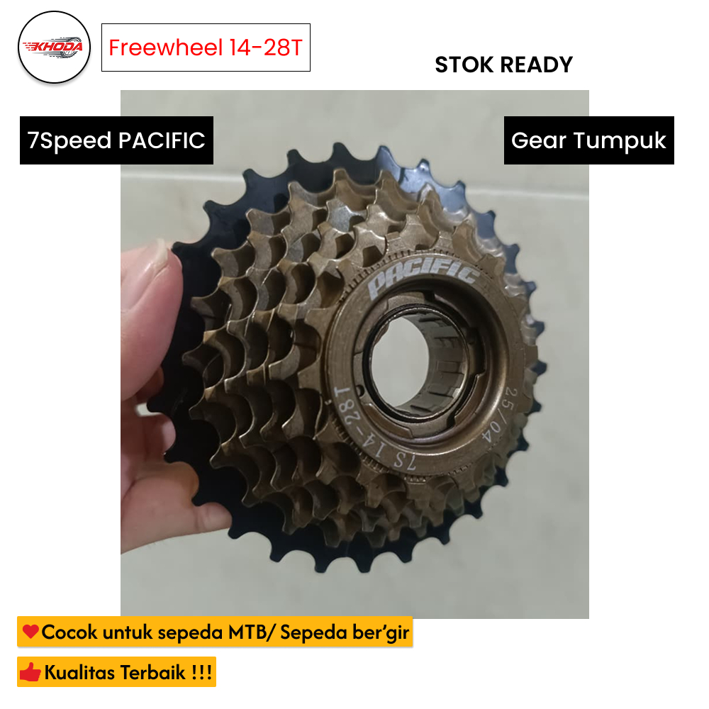 Gear Tumpuk 7 Susun 14–28T - Freewheel Sepeda 7 Speed Model Ulir