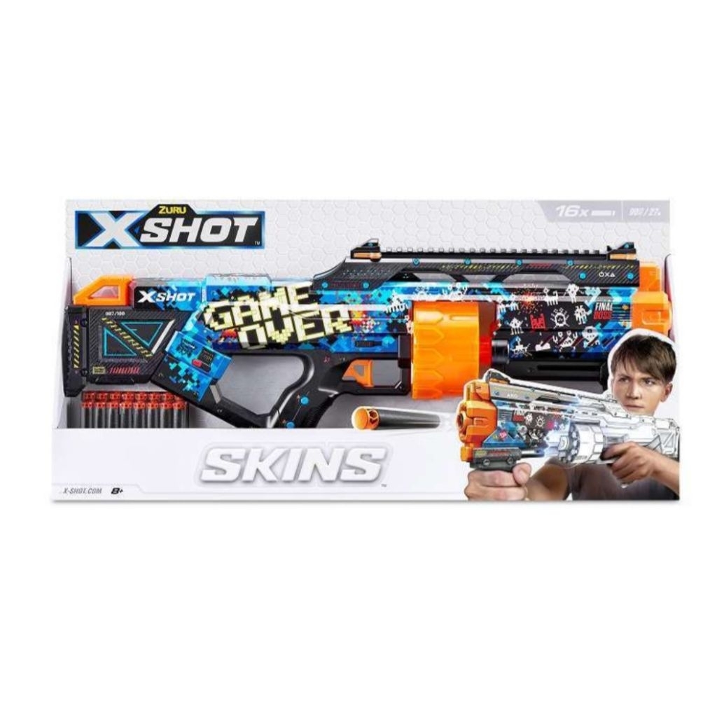 ZURU X SHOT EXCEL SKINS LAST STAND GAME OVER MAINAN BLASTER ANAK MAINAN PISTOL ANAK PELURU GABUS MAI