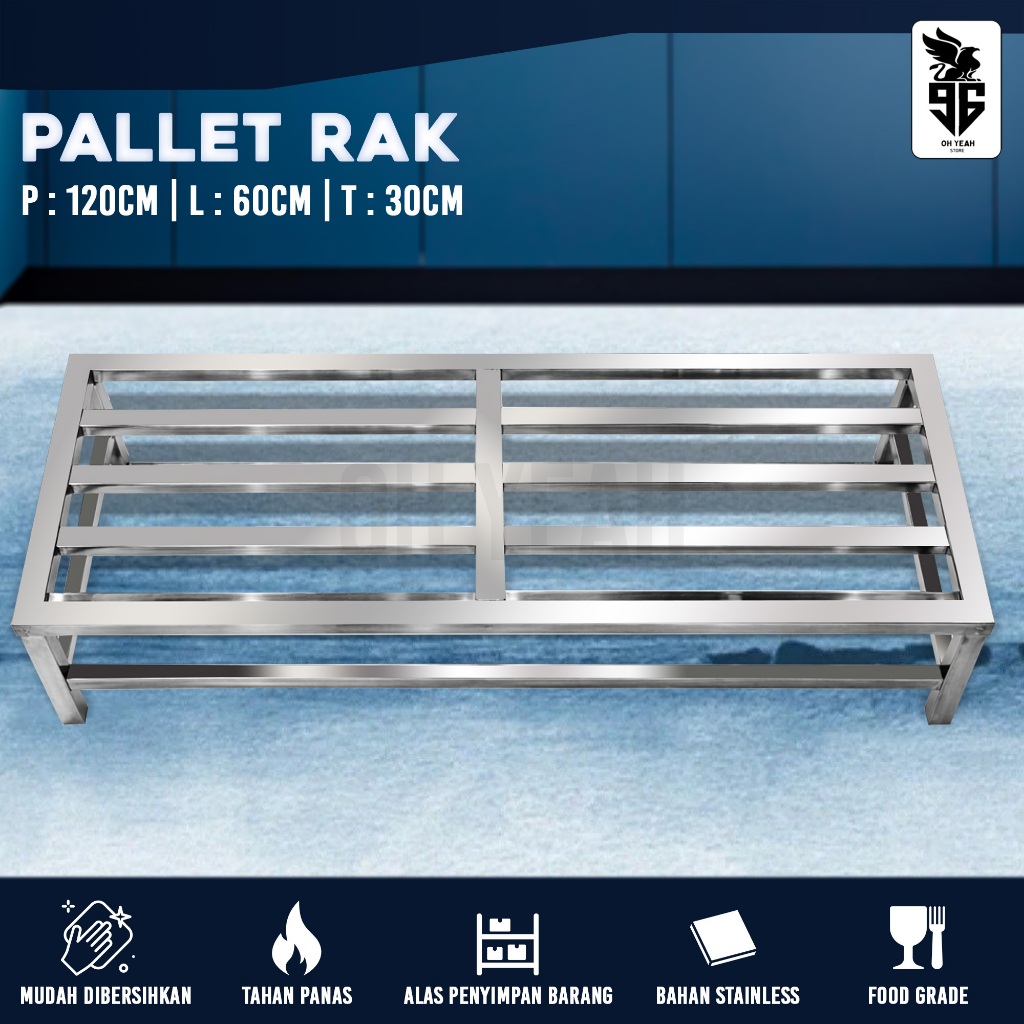 [INCLUDE PACKING KAYU] Pallet Rak Tatakan Gudang Dapur MBG SPPG | Tempat Beras & Tepung Stainless St