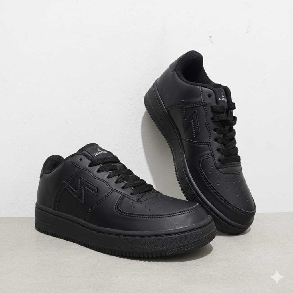 Sepatu Sekolah Anak SMP & SMA Sepatu Hitam Polos Pria-Wanita Original Zalvallo