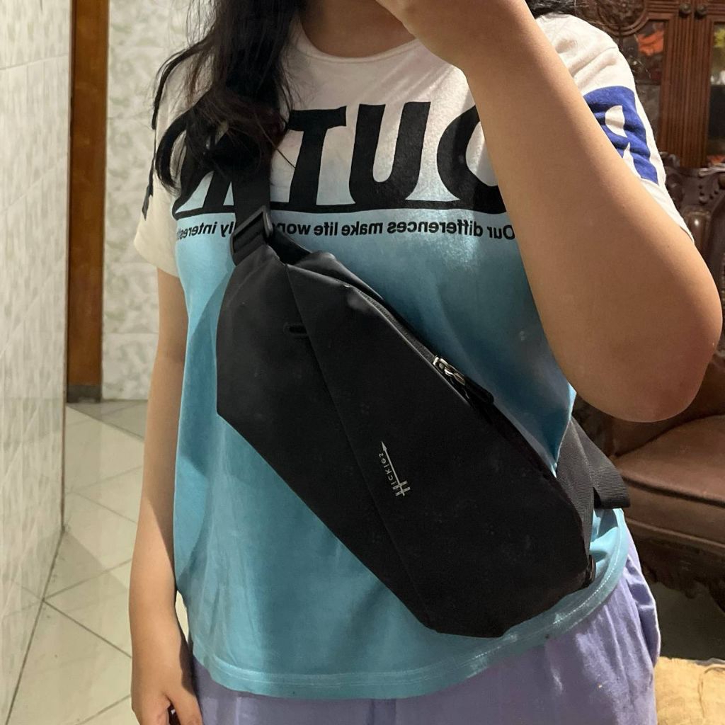 Waistbag Hickies original | Tas WB Laki-laki warna Hitam | anak & dewasa bisa pakai | Slingbag Pria 