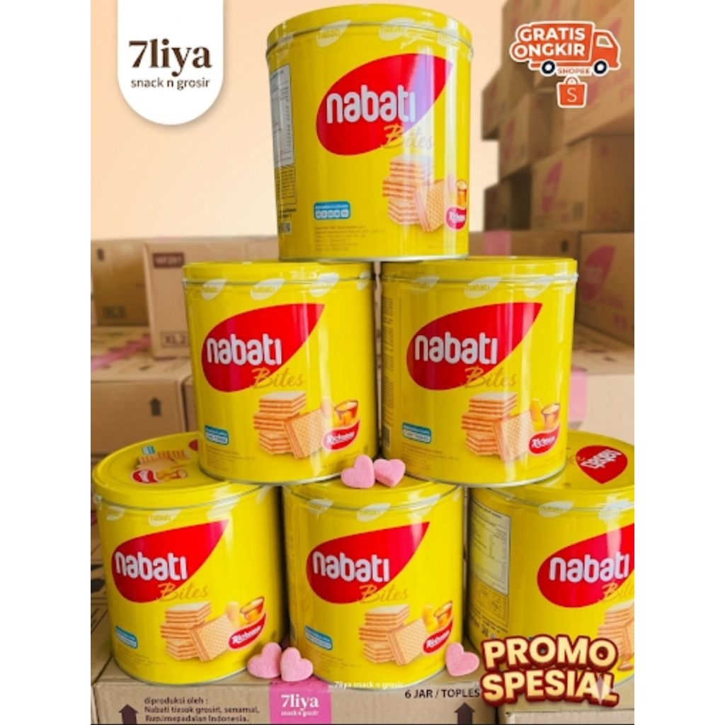 1 Kaleng Nabati Wafer Toples Besar | Wafer Keju / Coklat Nabati Toples Snack Anak Isi Banyak