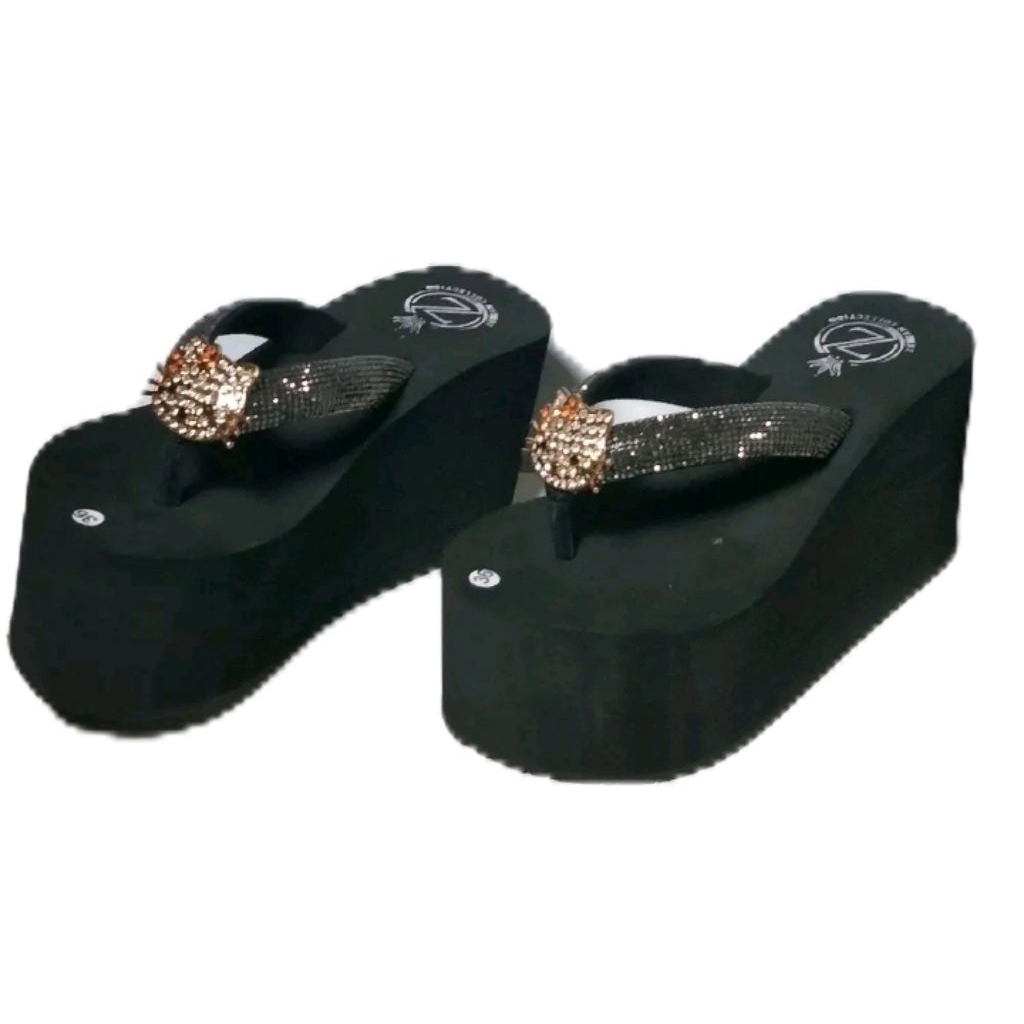 sandal wedges 10cm jepit Kitty import