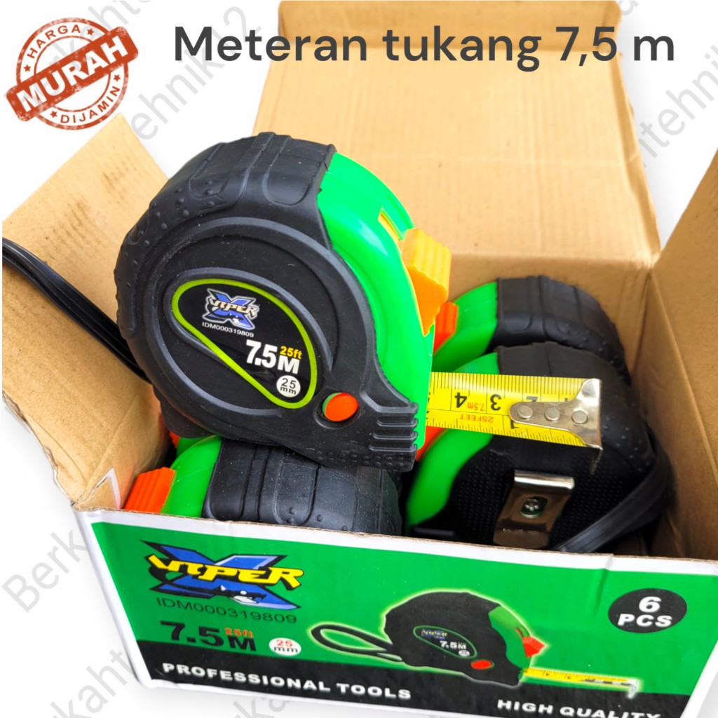 Meteran Tukang Bangunan 3m, 5m, 7m / Meteran Karet  Meteran roll 3/5/7,5 Meter / Alat Ukur Rol Measu