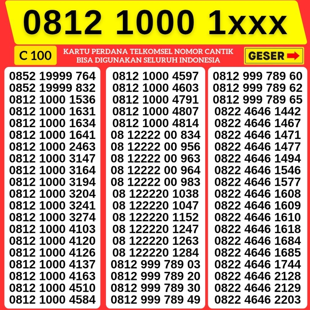 Nomor Cantik Telkomsel Triple 1000 Kartu Perdana Telkomsel Tsel Red Telkomsel 5g Telkomsel 10 digit 