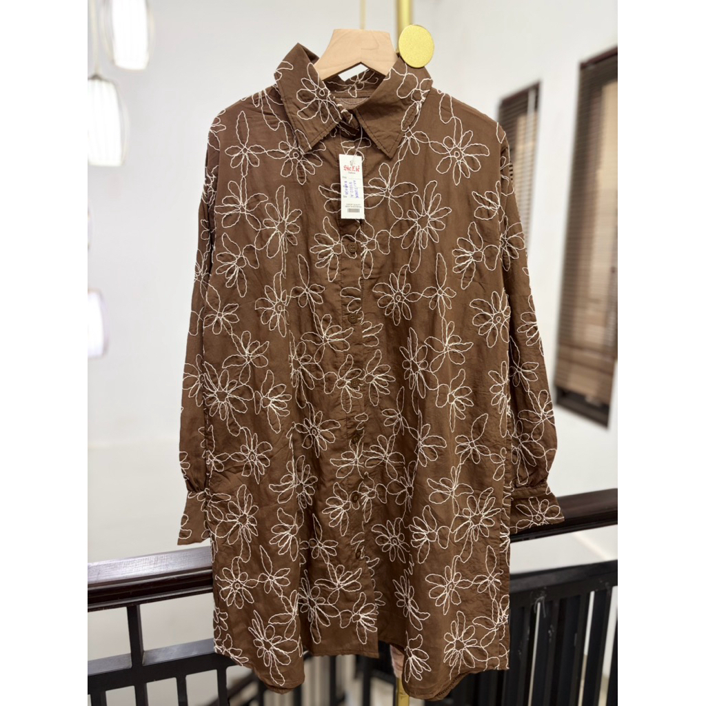 Dinar tunik / tunik katun bordir / tunik muslimah / kemeja bordir all size