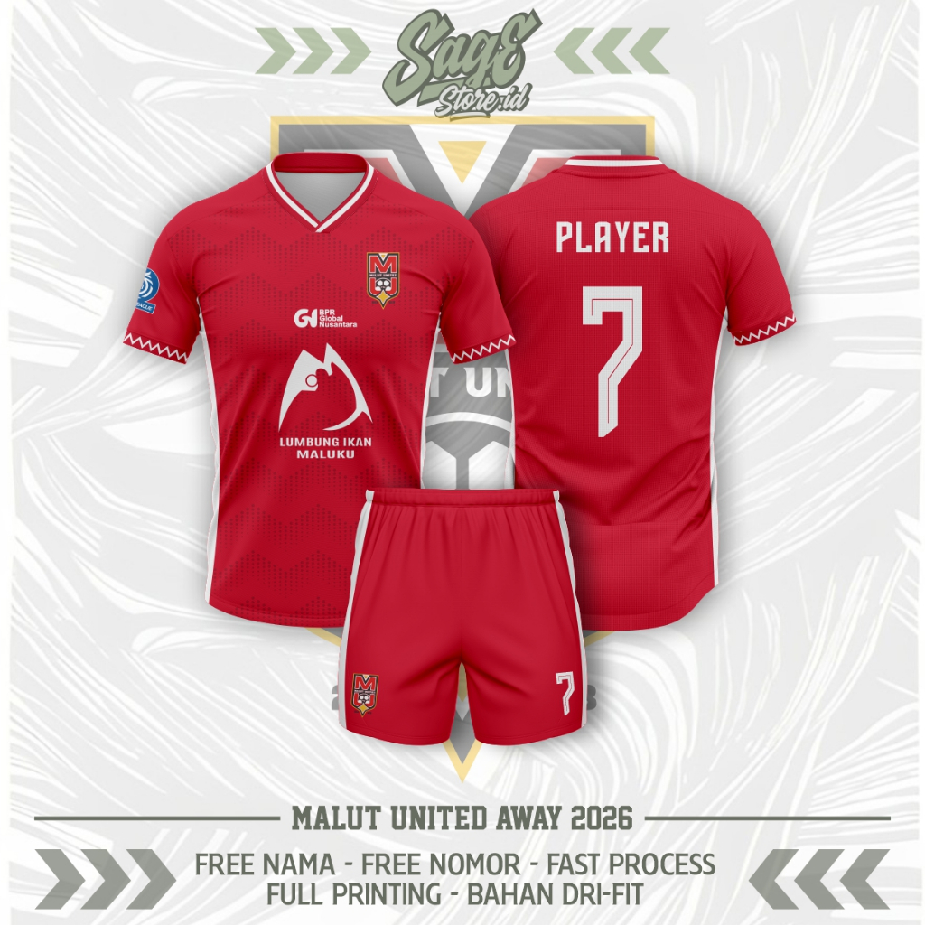 JERSEY MALUT UNITED 2025/2026 AWAY MERAH TERBARU