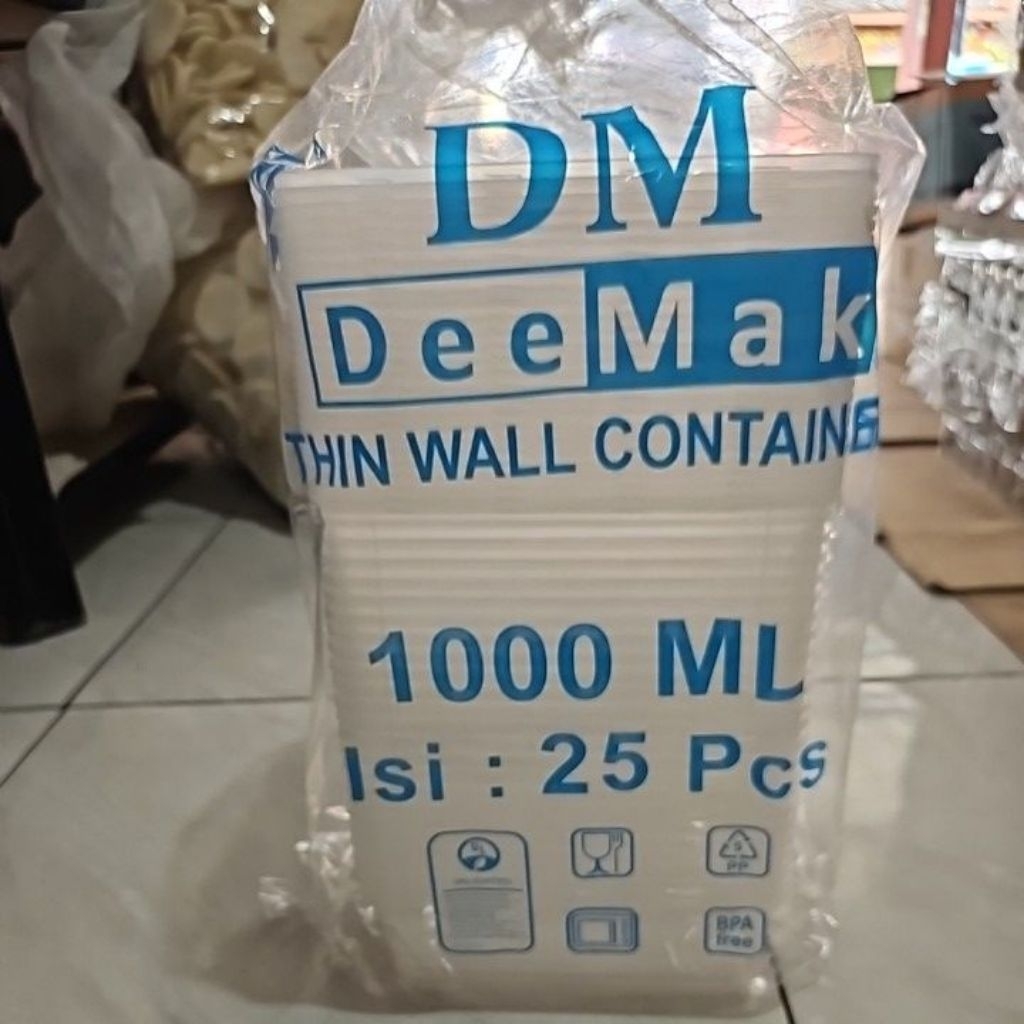 [Hepi Plastik] Thinwall DM SQ 1000ML / Thinwall DM Plastik 1000ML / DM 1000ML SQ 25pcs