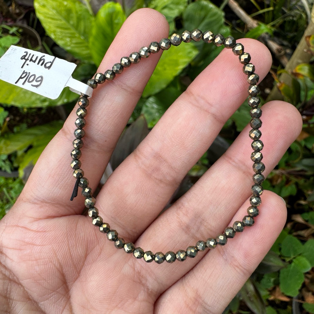 gelang batu alam asli gold pyrite 3mm