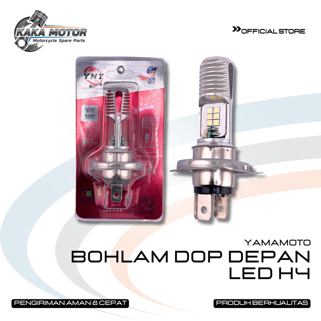 BOHLAM DOP DEPAN LED H4 (YAMAMOTO) - Dop Lampu Depan LED H4 Yamamoto Leser Putih Kuning