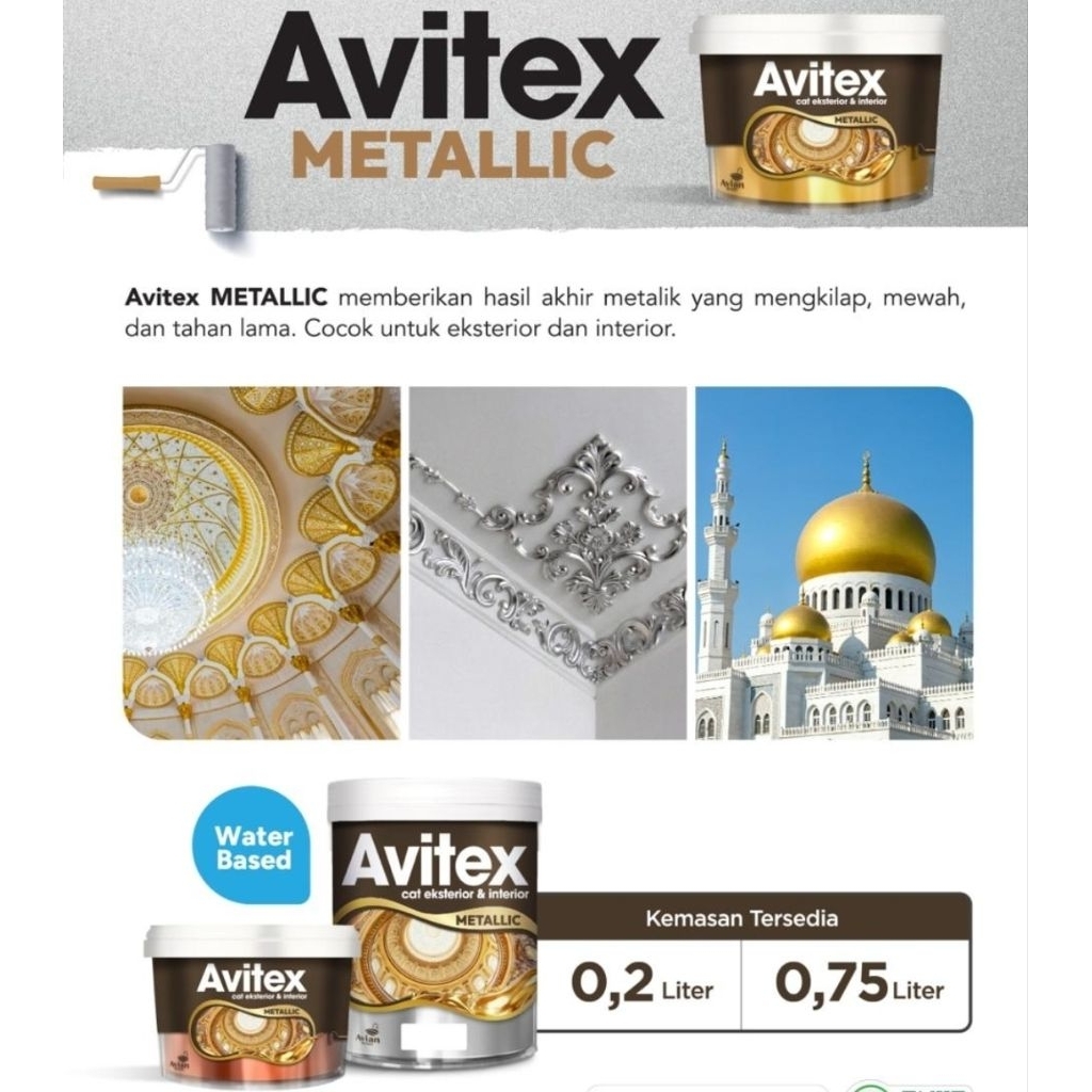 CAT WARNA EMAS TEMBAGA SILVER KAYU BESI TEMBOK LIS PLAFON PAGAR AVITEX