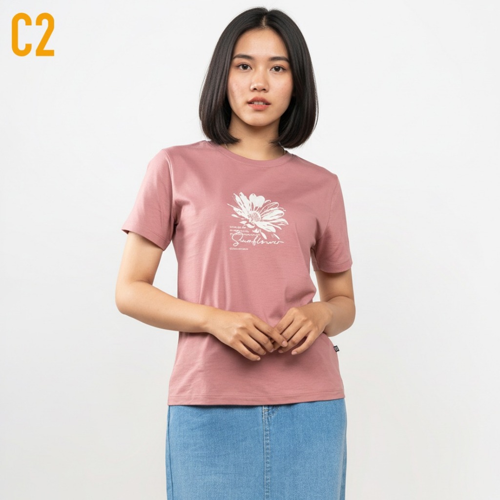 C2 Oustia Pink T-Shirt Wanita
