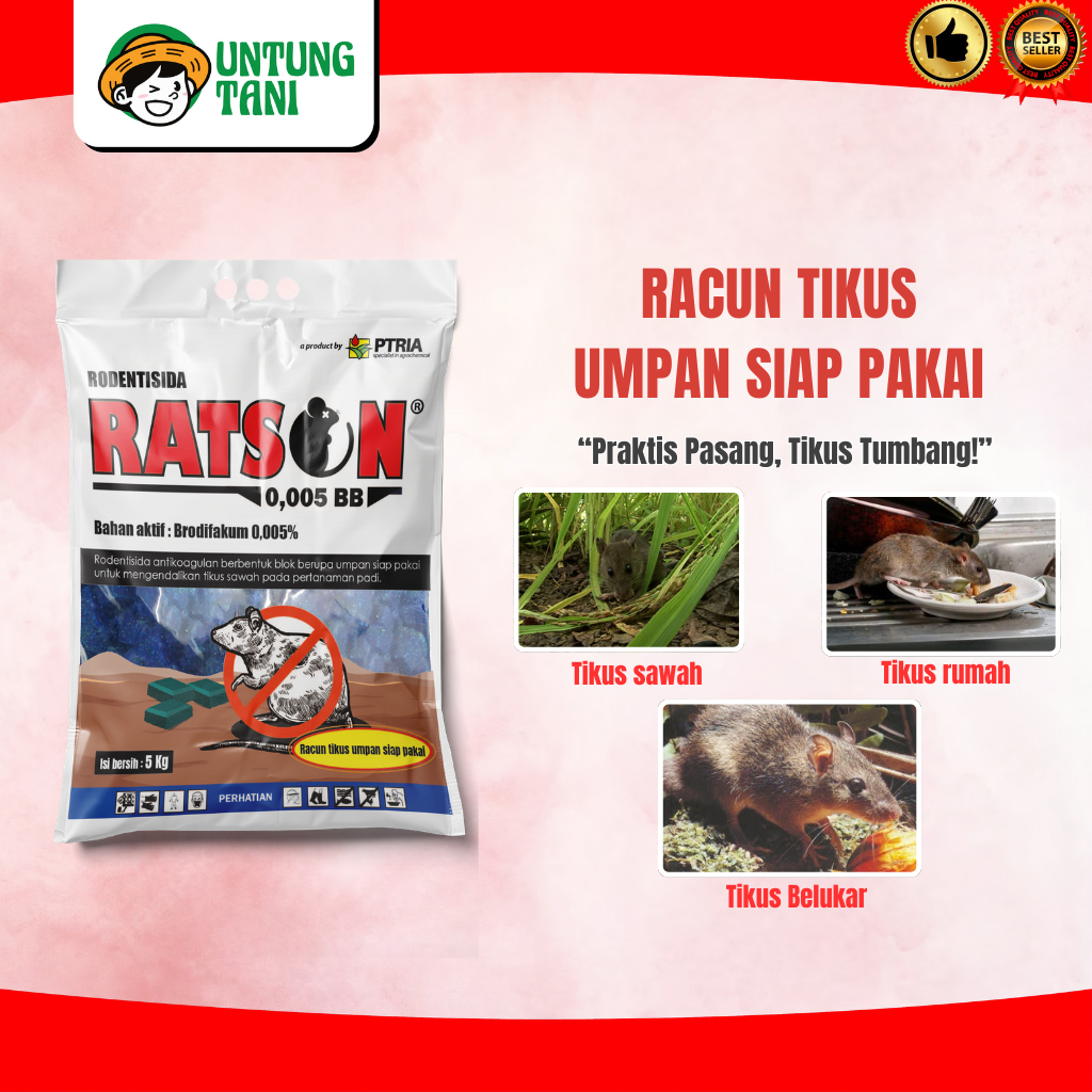 Rodentisida, Ratson 0,005 BB - Brodifakum 0,005%  (mengendalikan tikus)