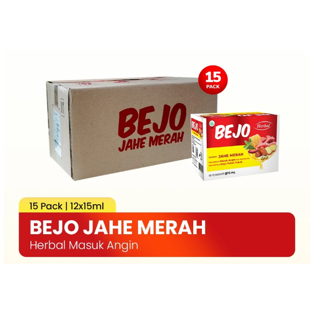 Bejo Jahe Merah 1 Karton (15 Pack @ 12 Sachet) - Meredakan Masuk Angin Meriang Mual