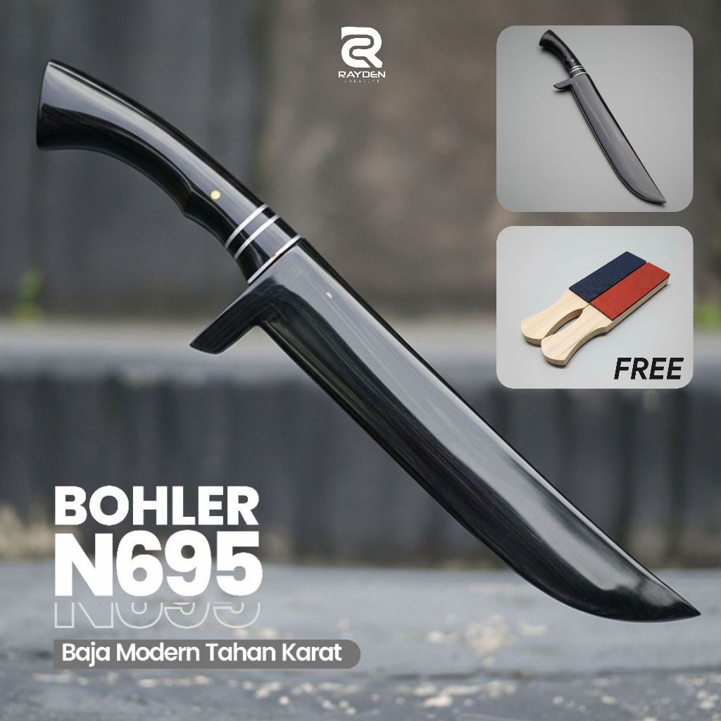 (ORIGINAL Germany) Pisau Bohler N695 full tanduk Tahan Karat 25 cm golsem SULTAN PREMIUM K110