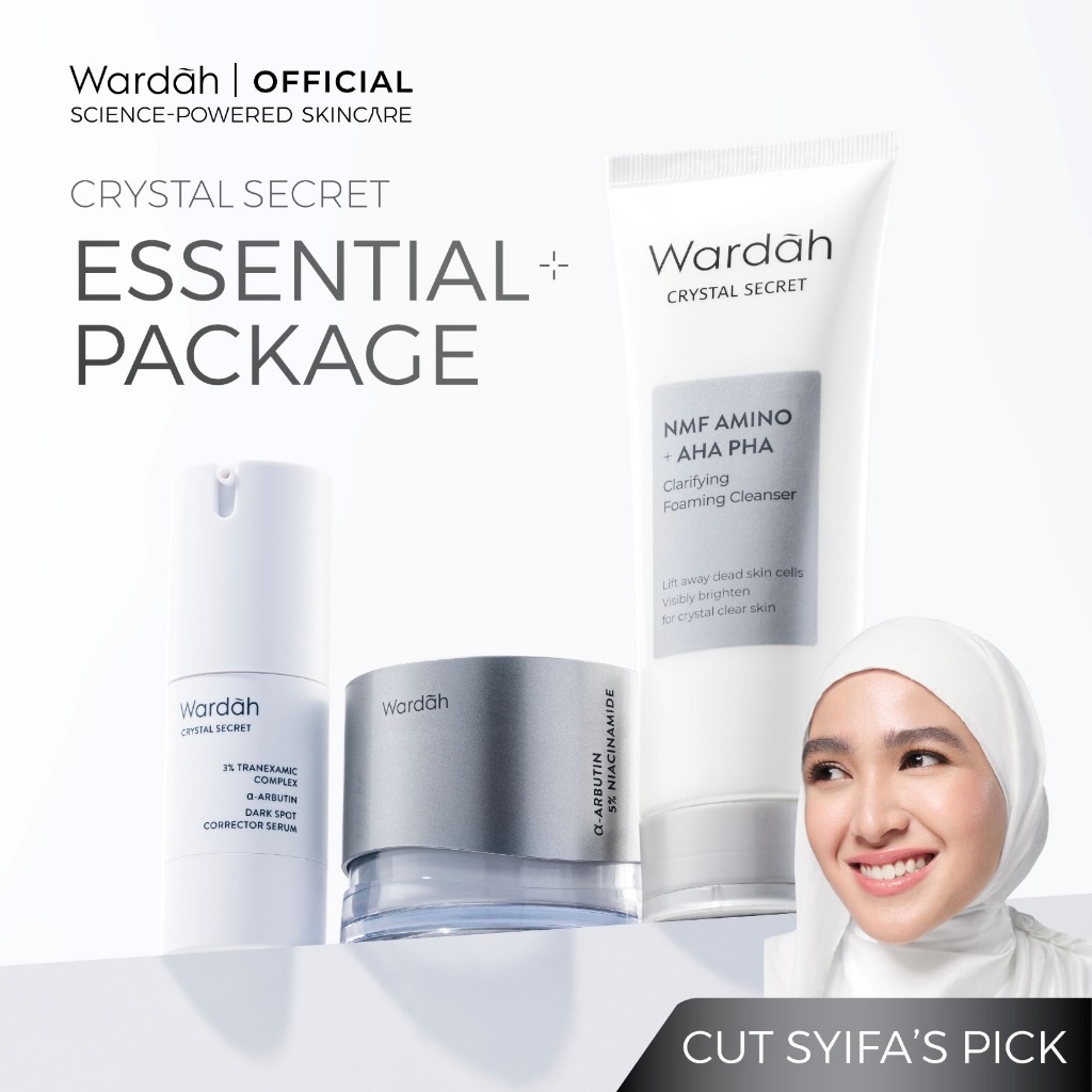 WARDAH Crystal Secret Essential Package (Cleanser 100 ml, Serum 20 ml, Day Cream 30 g) - Rangkaian S