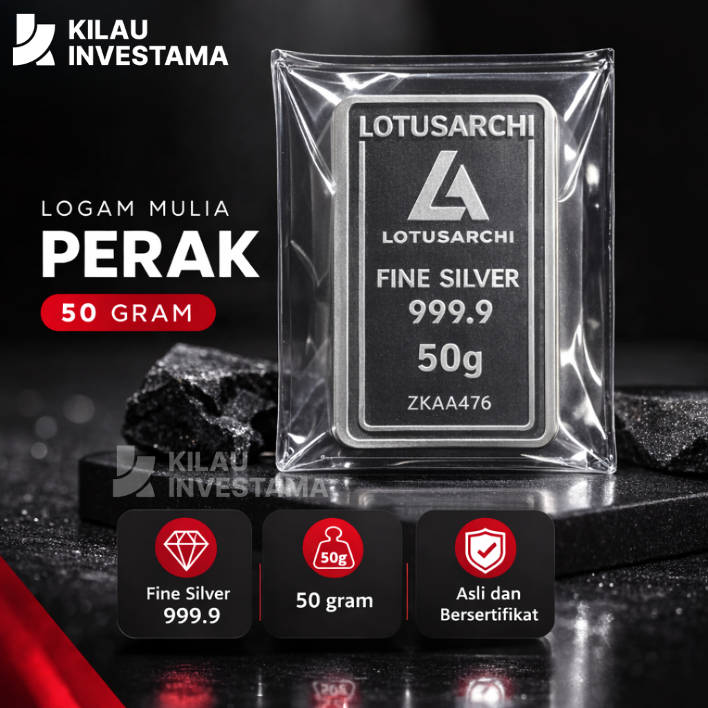 Lotus Archi Perak 50gr 999.9 Sertifikat