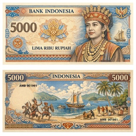 Uang Novelty 5000 Rupiah Suku Ambon Maluku Tahun 1980