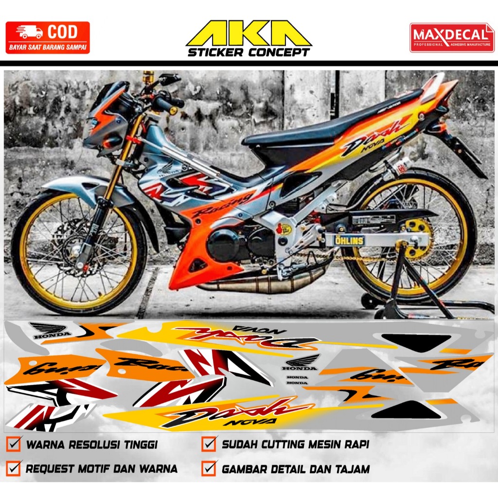 sticker striping Honda nova dash rs maxdecal premium