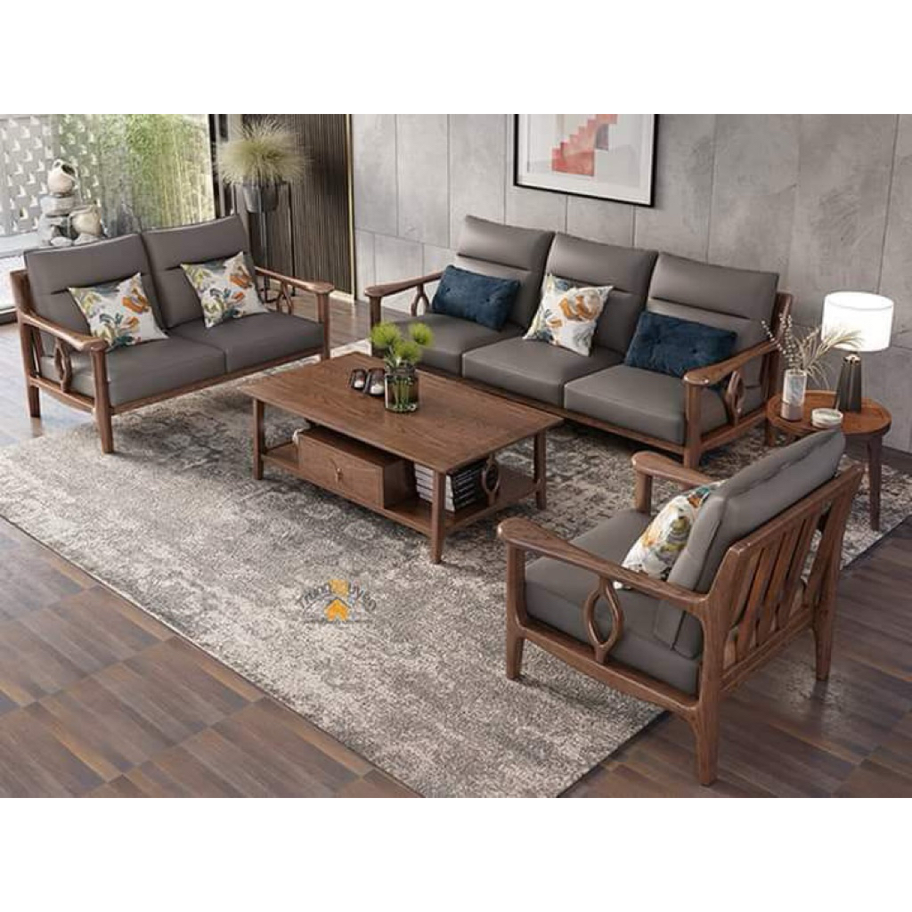 set kursitamu sofa jati minimalis modern