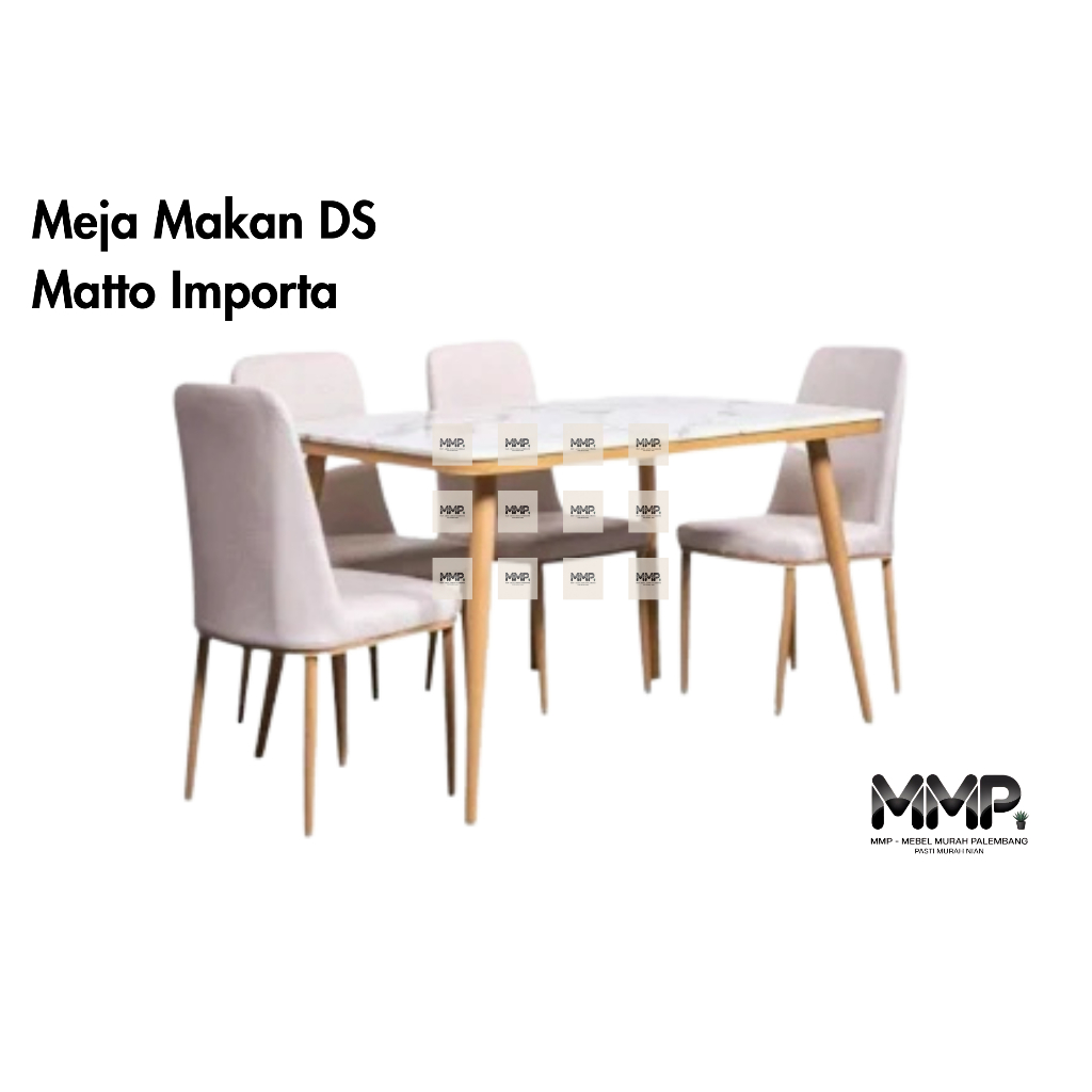 Meja Makan Marmer Importa 4 Kursi / Meja Makan DS ROKU Palembang - Meja + 4 Kursi