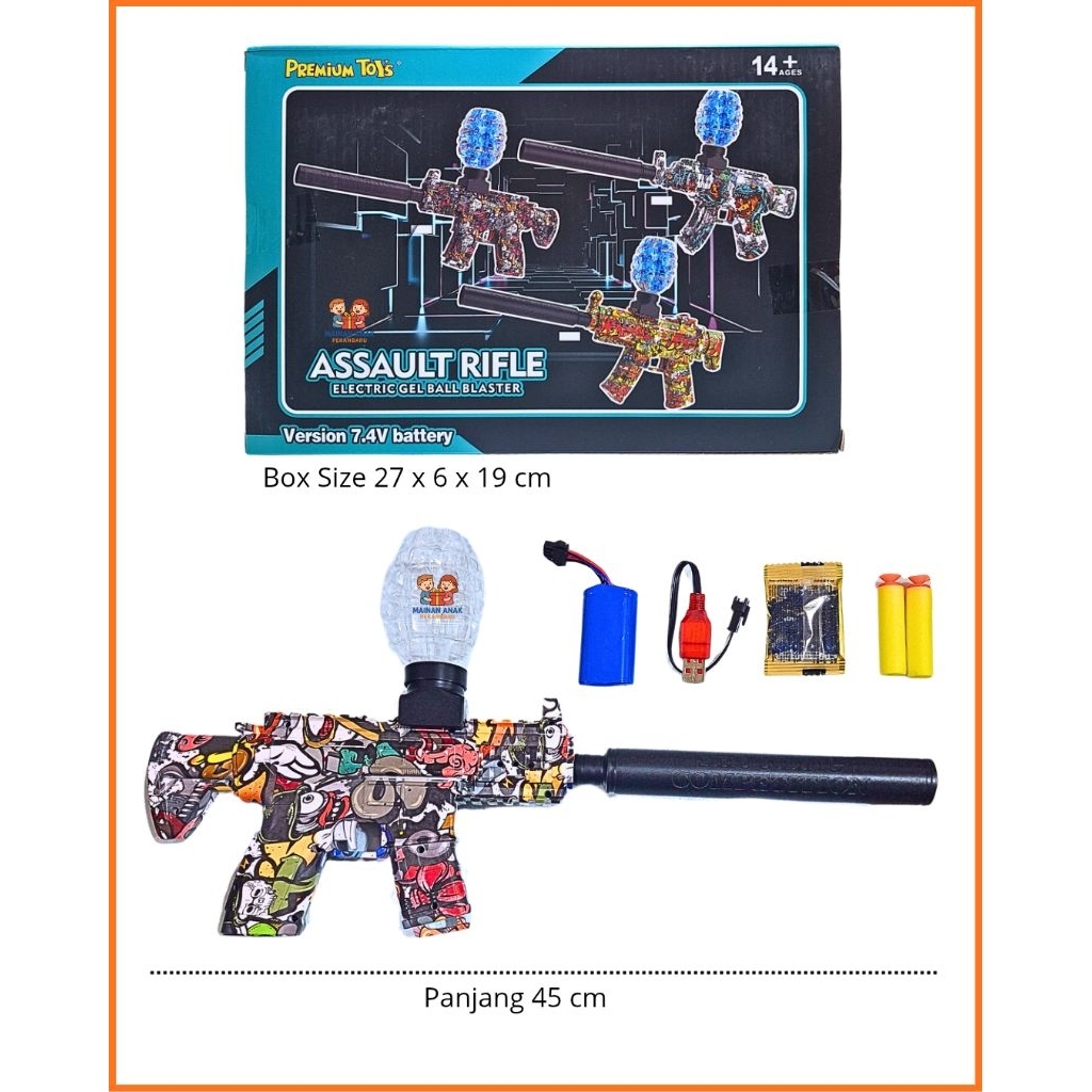 Mainan Anak Tembakan Peluru Gel Water Bullet Gun Menggunakan Baterai Charge