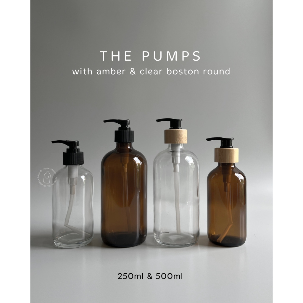 Botol kaca pump 250ml 500ml - botol kaca pompa