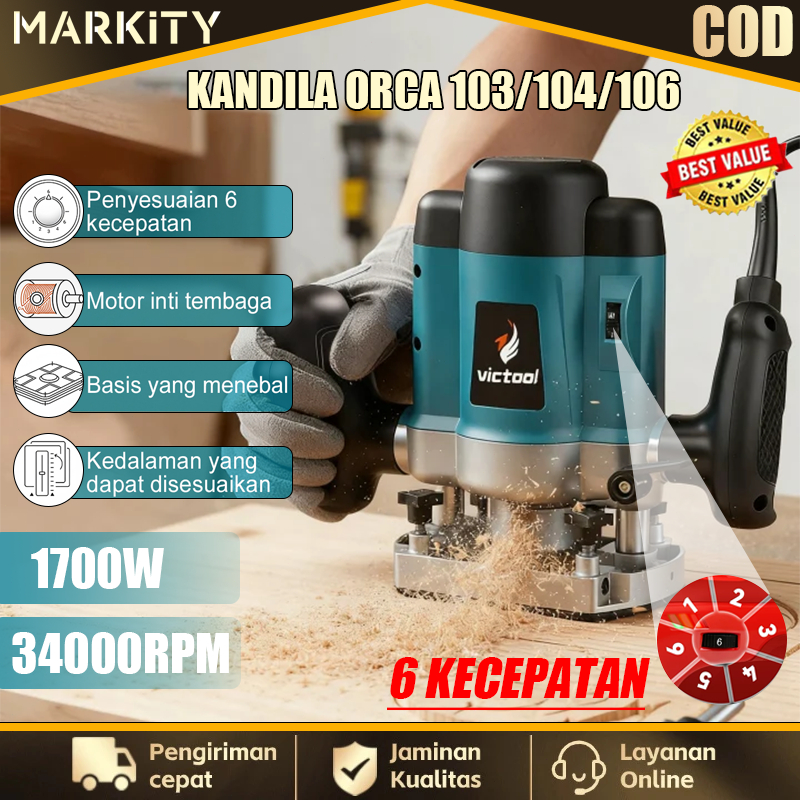 MARKITY Mesin Router Orion Modern Profil Kayu 34000RPM MINI 1700W Skok Bobok Kayu Ukir Kekuatan
