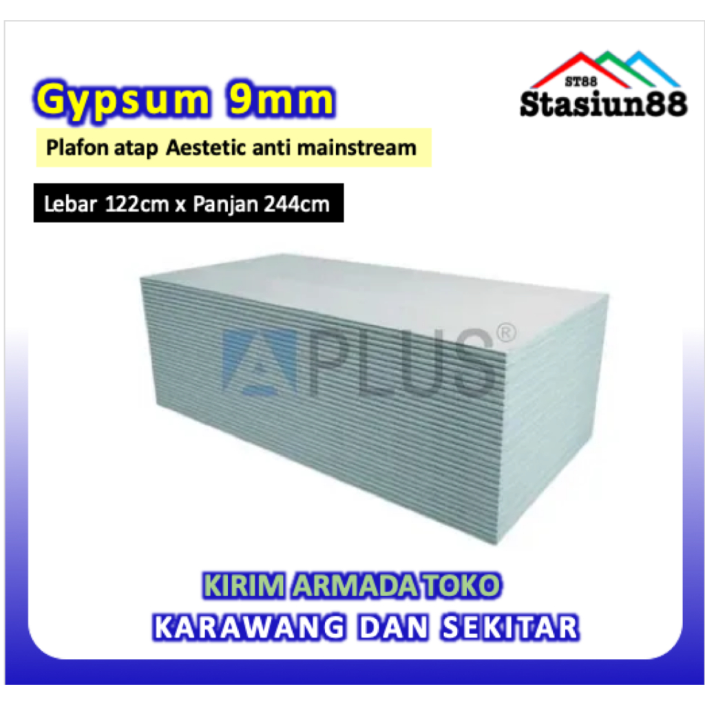 Plafon Gypsum Merk A-Plus 122x244cm 9mm