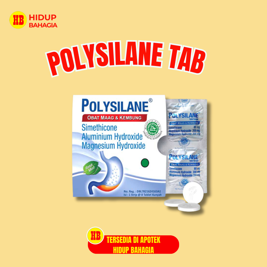 Polysilane Tablet Kunyah Tablet - Obat Maag & Asam Lambung