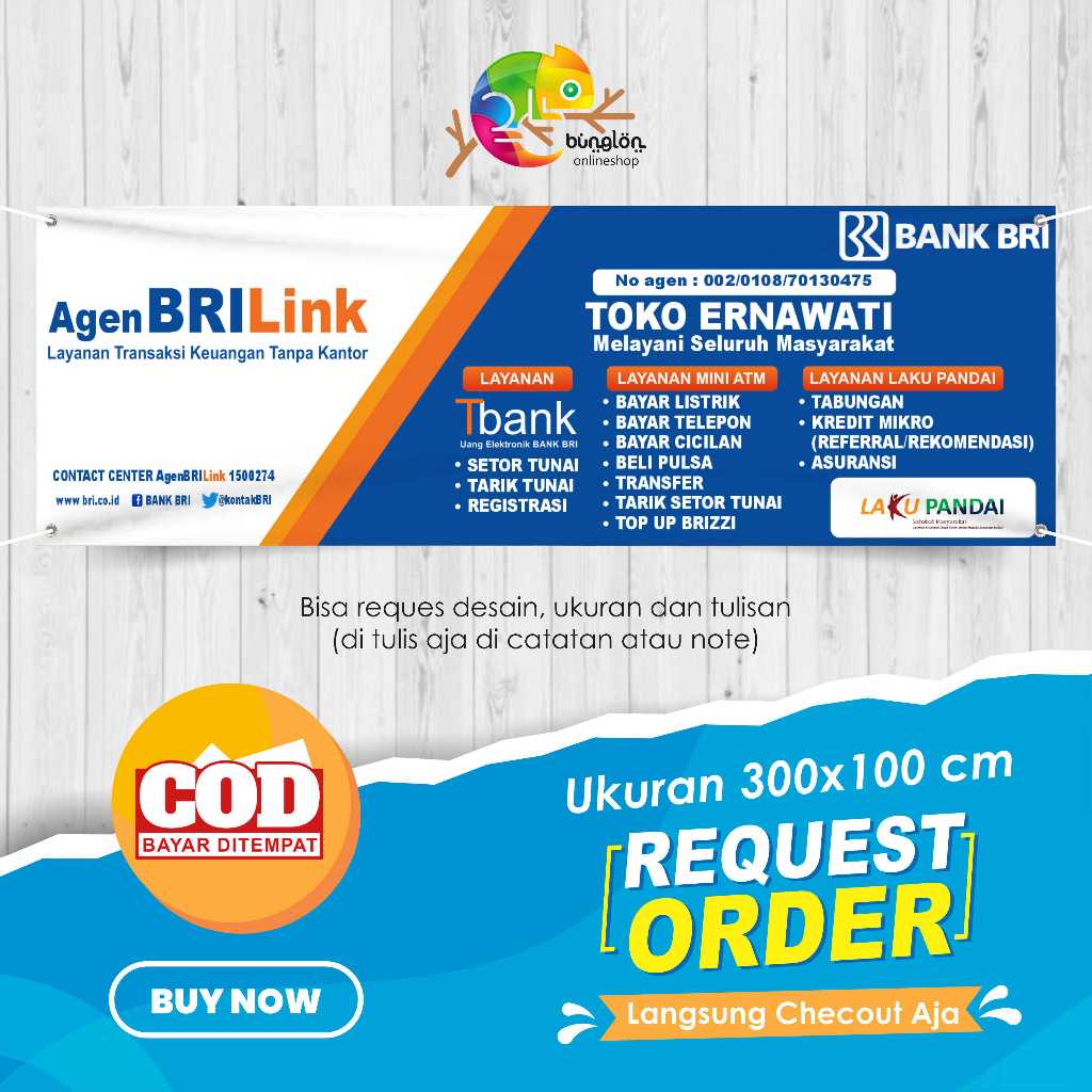 Spanduk Banner Agen Brilink 300x100 cm