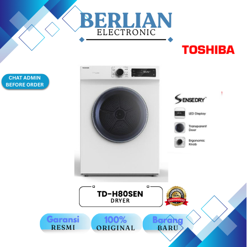 TOSHIBA TD-H80SEN Dryer Mesin Pengering Baju 8 kg TDH 80SEN Pengering Pakaian Kapasitas 8kg
