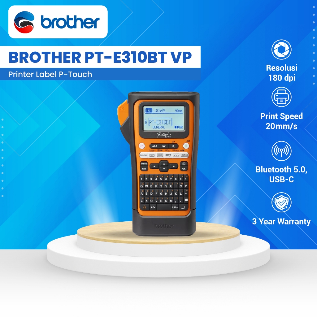 BROTHER Printer Label P-Touch PT-E310BT VP Bluetooth pengganti PTE300VP | PTE310BT PT E310BTVP PTE 3