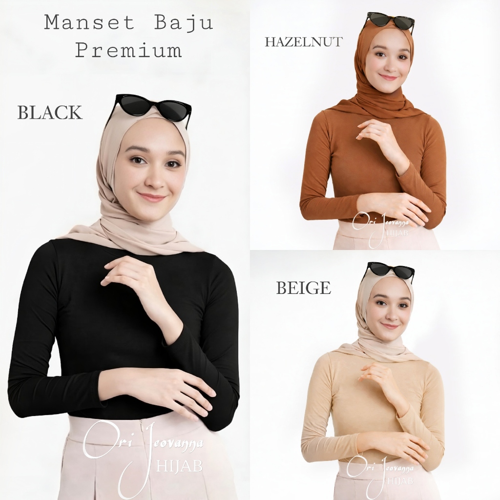 Manset Baju Inner Polos Lengan Panjang Bahan Spandek Rayon Premium Lembut adem Mahogany Putih Hitam