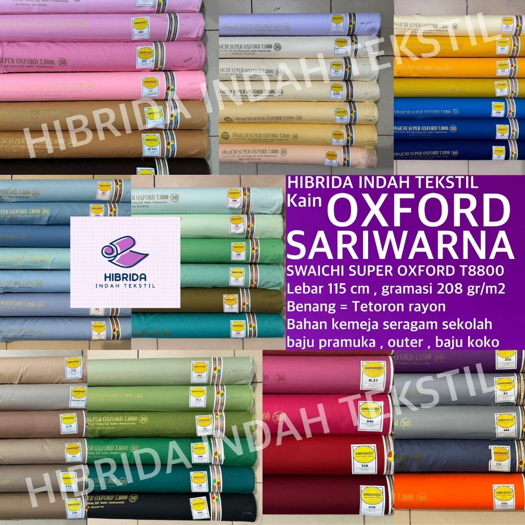 ( per 1 roll ) kain OXFORD SARIWARNA lebar 115 cm oxpot ospot sari warna katun tetoron rayon bahan b