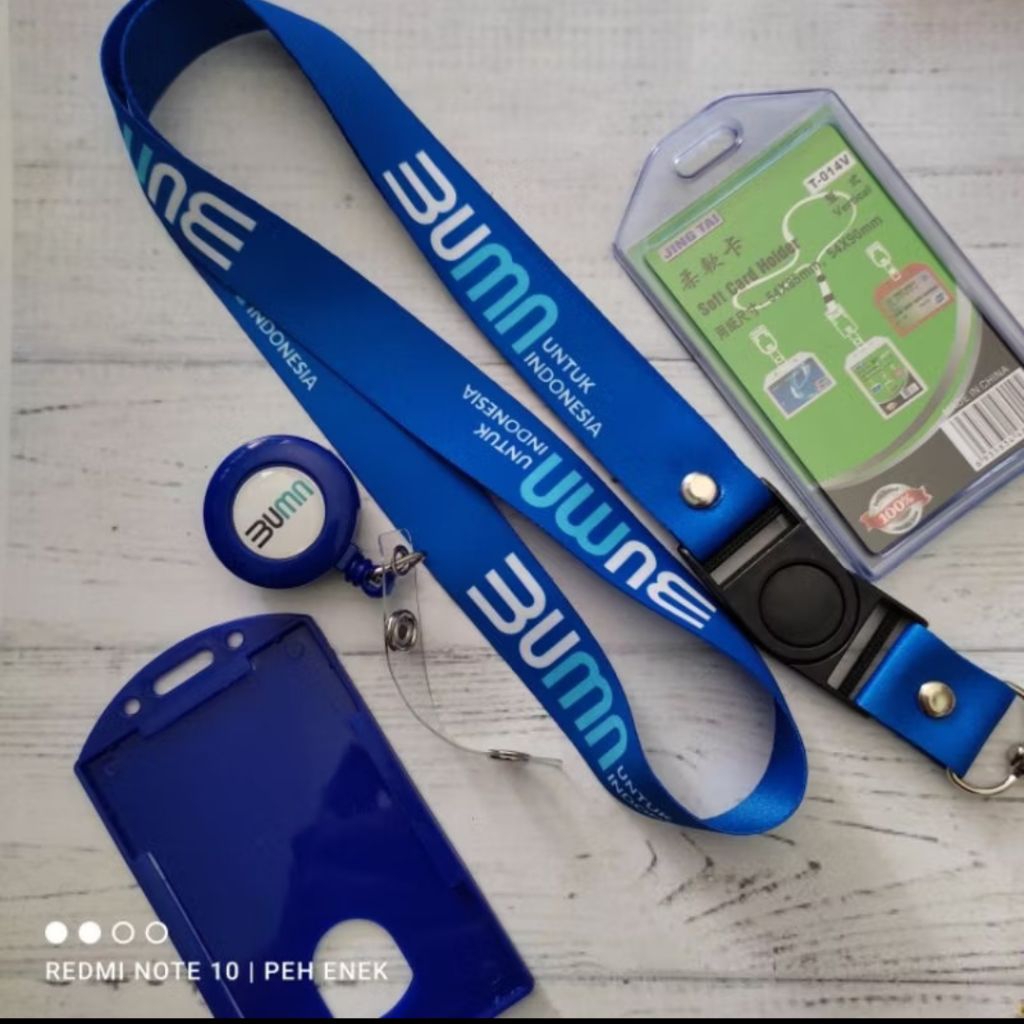 Lanyard BUMN Biru - Full set Tali Id Card Custom