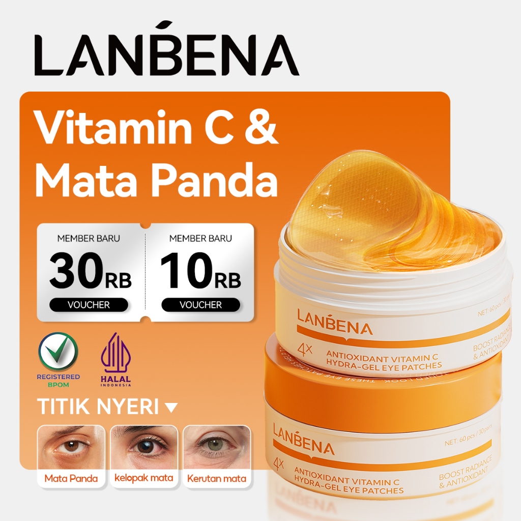 [HALAL] LANBENA Masker Mata Vitamin C Antioxidant (60Pcs/30Pairs) - Mengurangi Lingkaran Hitam dan B