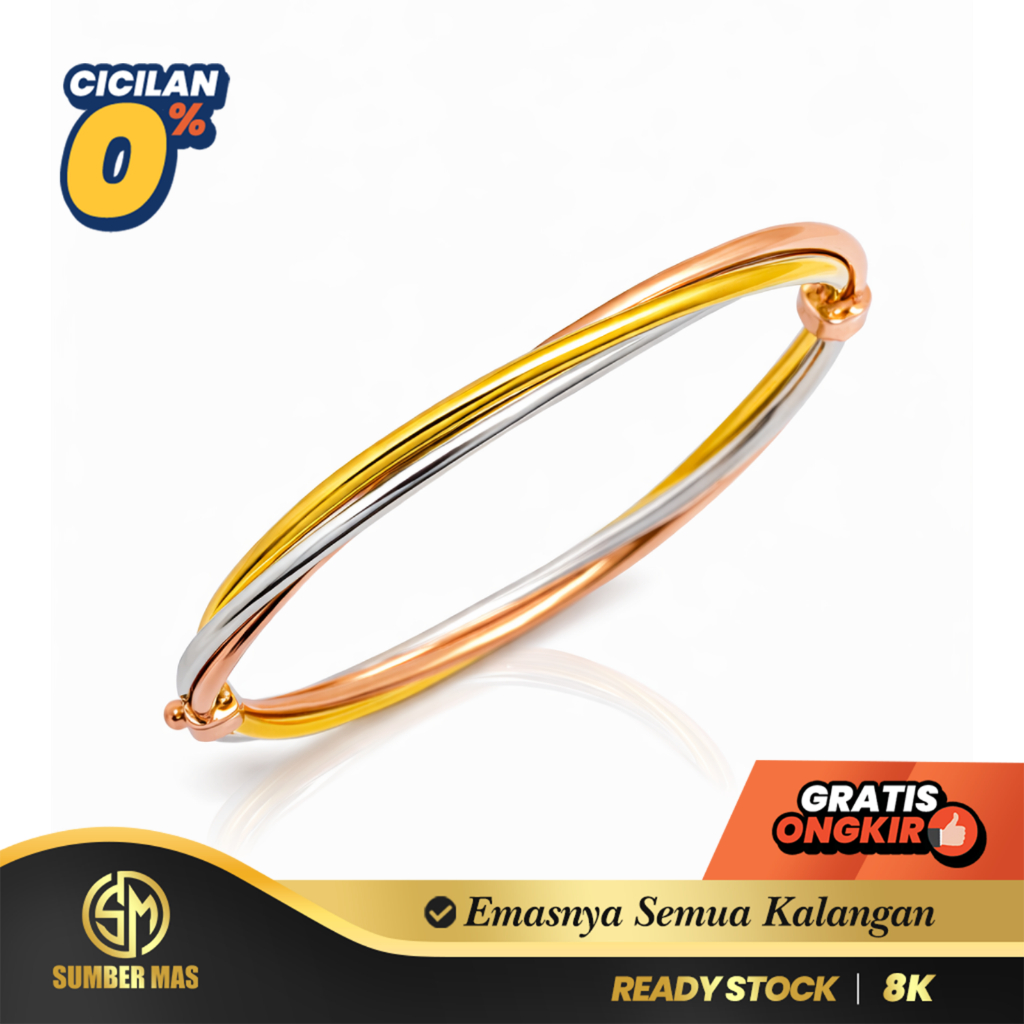SUMBER MAS - Gelang Kolong Emas Three Color Fashion 8K