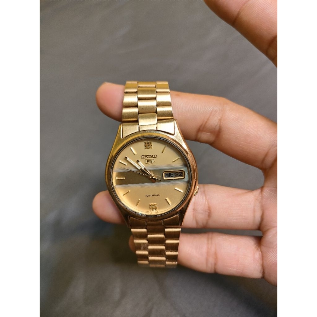 jam tangan Seiko 5 automatic gold plated