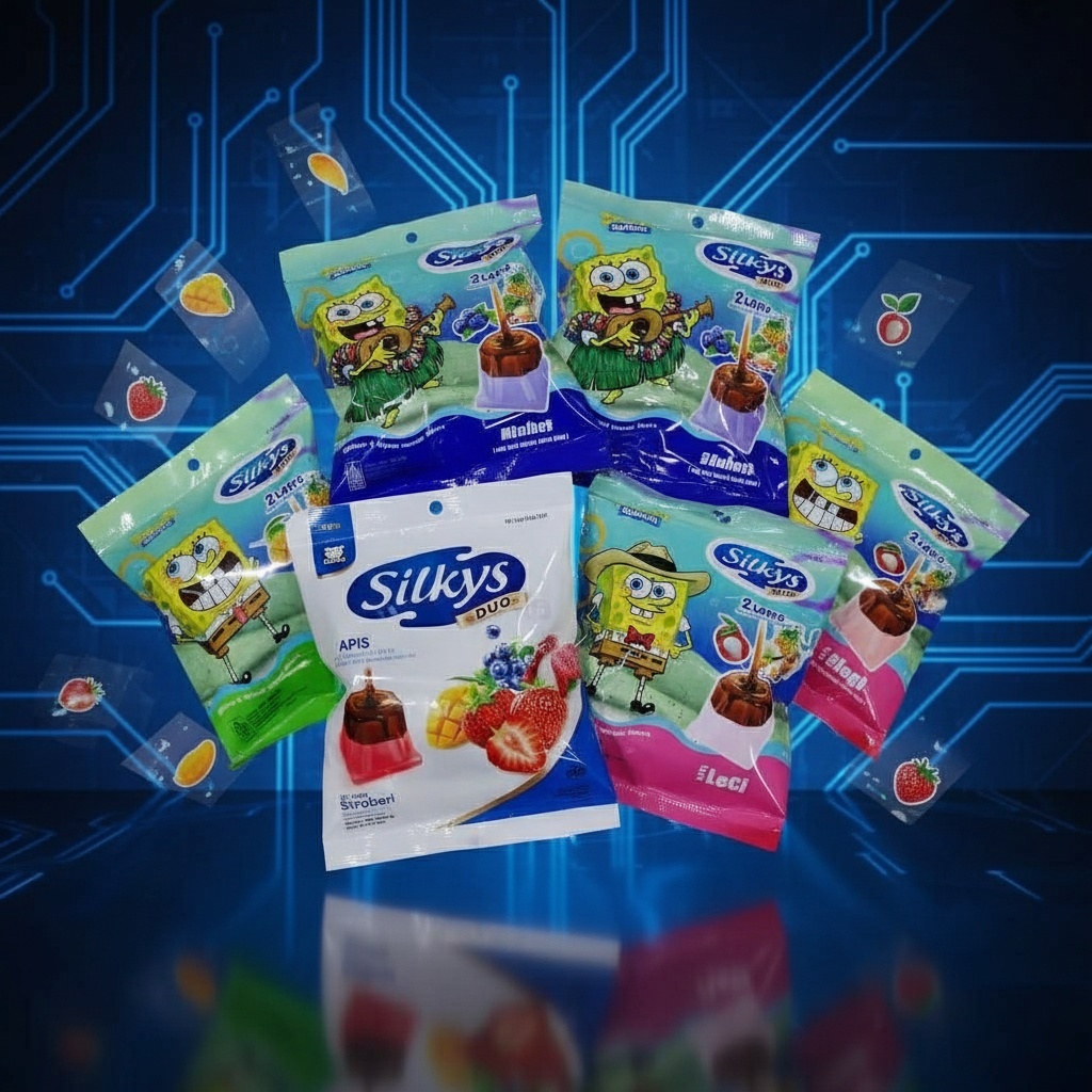 Silkys puding & Marshmallow Duo jelly dua lapis rasa 1pak isi 10 pcs mangga strawbery blueberry mars