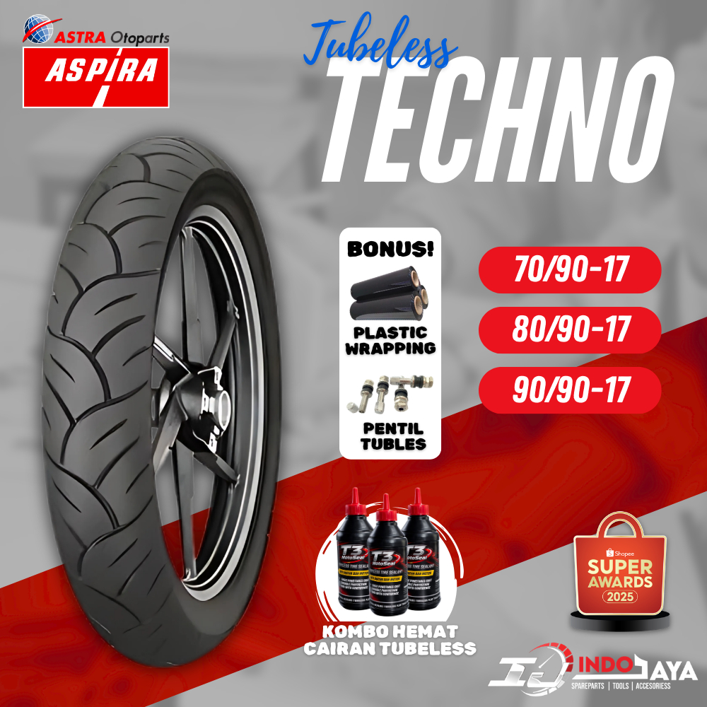[BAYAR DI TEMPAT] BAN ASPIRA TUBELESS (70/90-17 - 80/90-17 - 90/90-17/ BAN TUBLES ASPIRA MAXIO TECHN