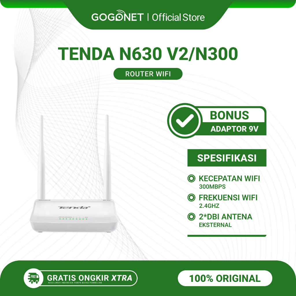 Tenda N630 V2 / N300 HA210 Wireless Router WiFi 300Mbps 2 Antena Bekas Original Bonus Adaptor