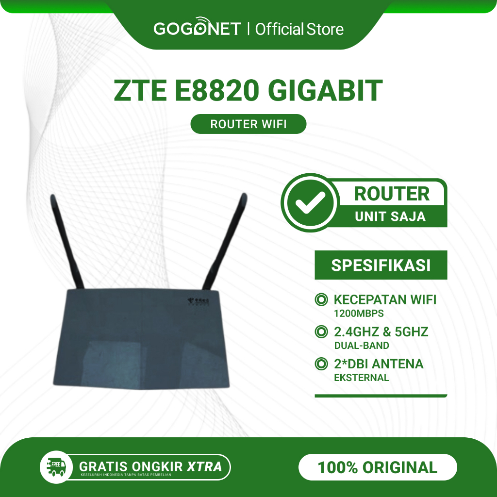 ZTE E8820 Wireless Router WiFi Dual-Band 2.4GHz & 5GHz Dua Antena Bekas Original Bonus Adaptor