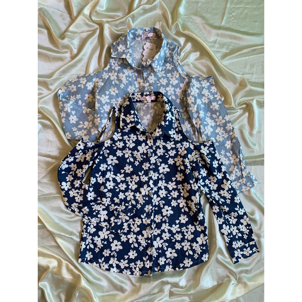 (U New) Atasan Wanita Kemeja Motif Bunga Flower