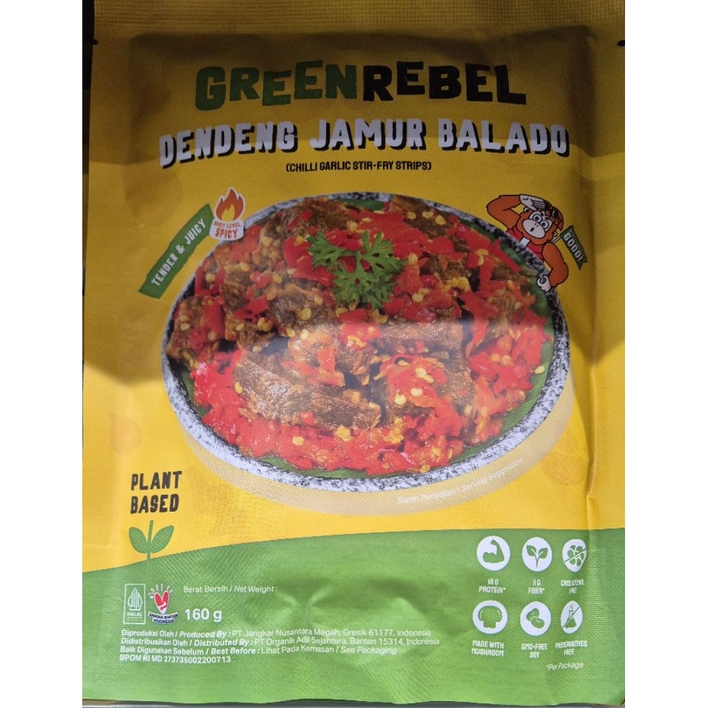 Dendeng Jamur Balado GREENREBEL Plant-Based Chilli Garlic Stir-Fry Strips 160g - AE-SM.(Can use vega