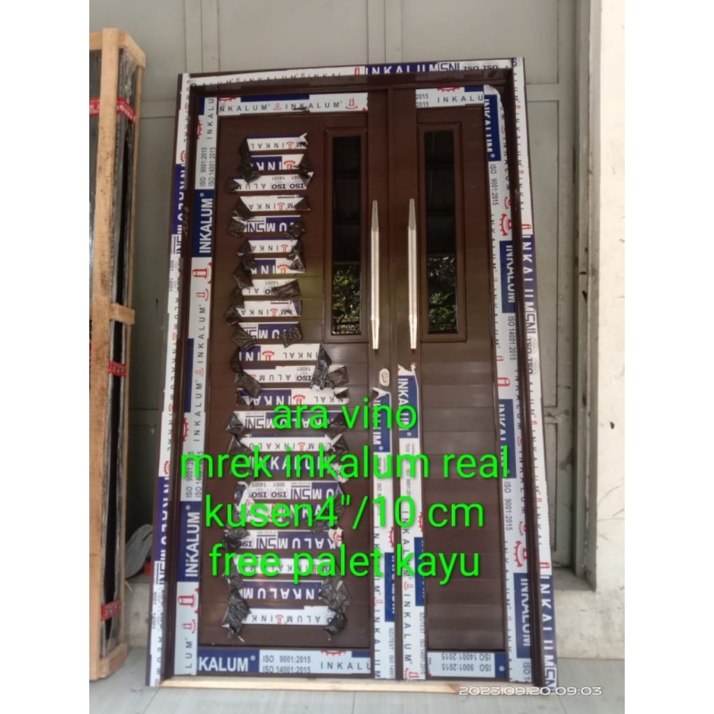 pintu aluminium uk 200x120 kupu tarung, Mrek inkalum,kusen 4 "/10