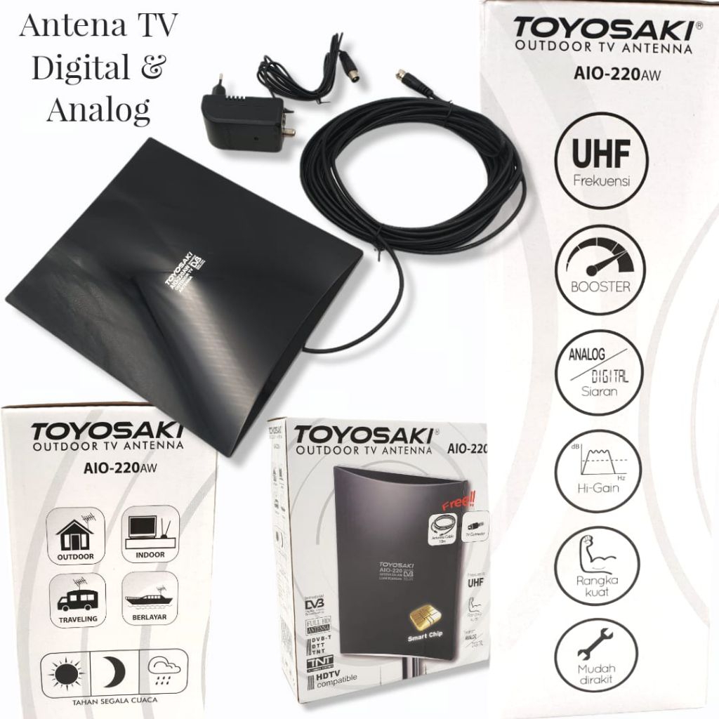 Antena Tv Digital Dan Analog + Booster Toyosaki AIO 220