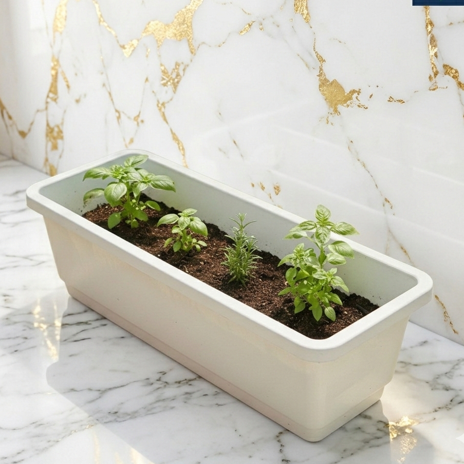 [BISA COD] Pot Tanaman Jumbo Persegi Panjang 90 CM - Pot SGP Grace 90 Putih