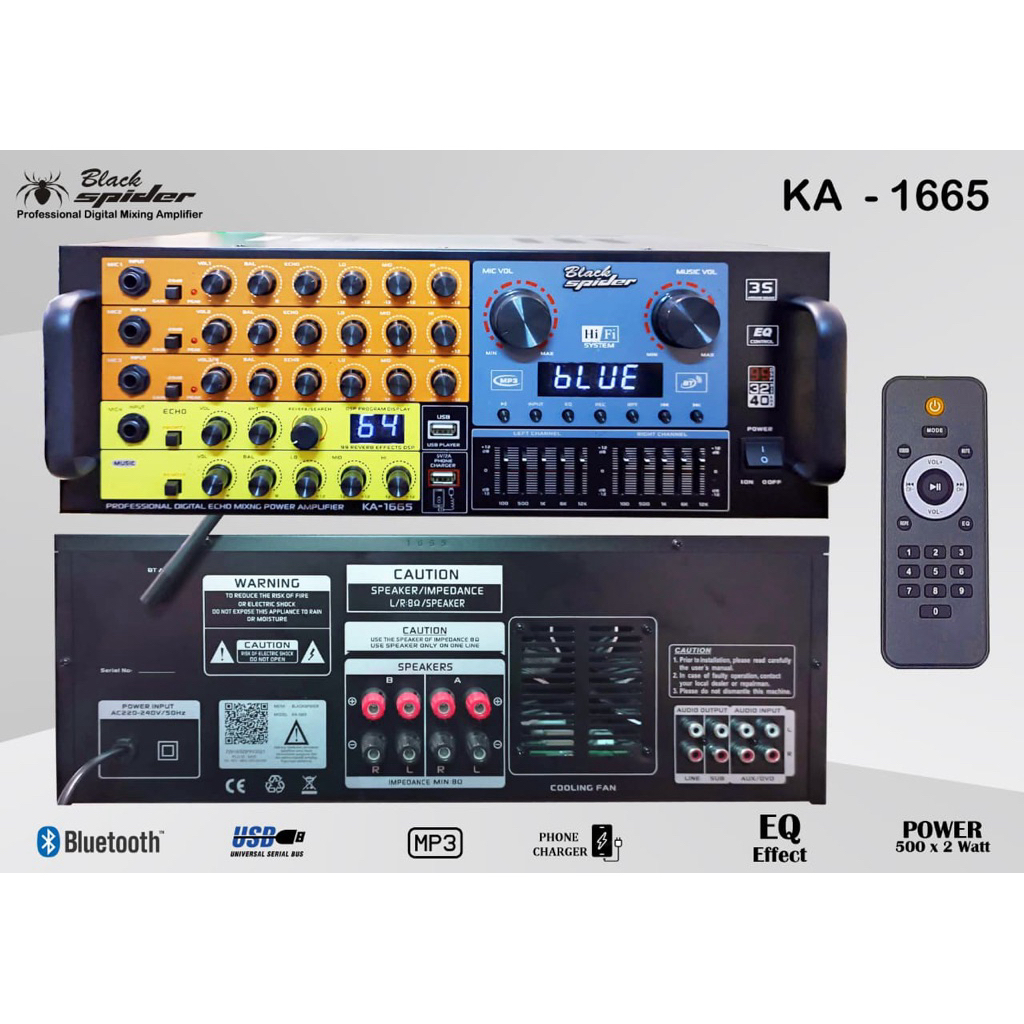 BLACKSPIDER AMPLIFIER BLACK SPIDER KA 1665 DSP BLACKSPIDER KA1665 BLACK SPIDER AMPLI BLACKSPIDER KA1