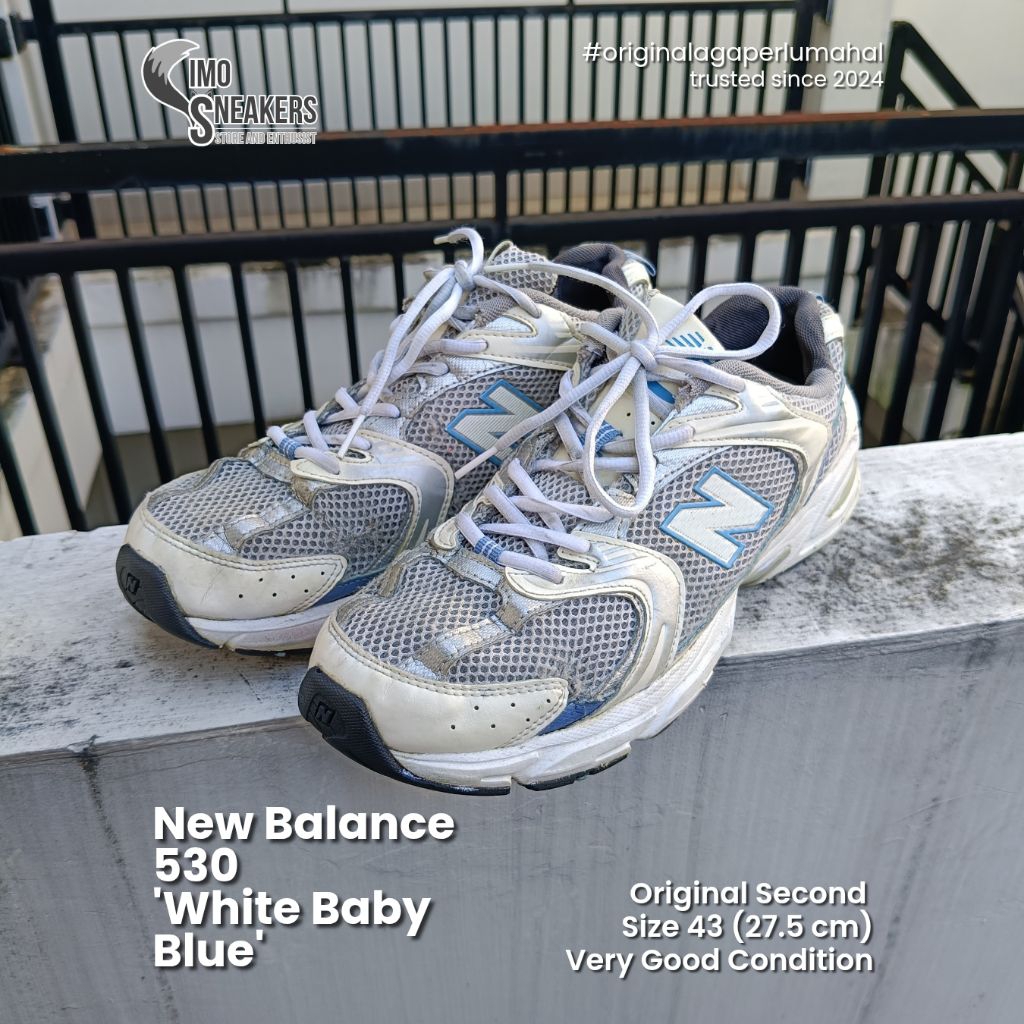 New Balance 530 Putih Biru Silver Putih Sepatu Sneakers Original